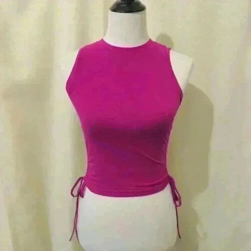 Drawstring Ruched Side Crop Tangtop SheIn - Picture 2 of 4